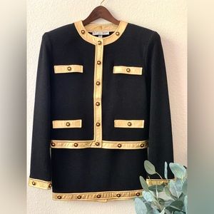Vintage St. John Black and Gold Dress Suit
